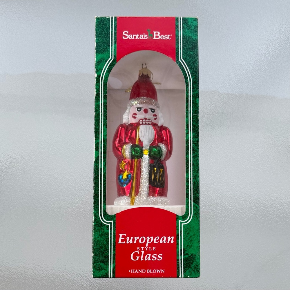 "Santa's Best" Nutcracker European Style, Hand-Blown Glass Christmas Ornament - Picture 7 of 11